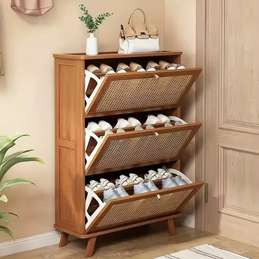3-Door Bamboo Shoe Cabinet