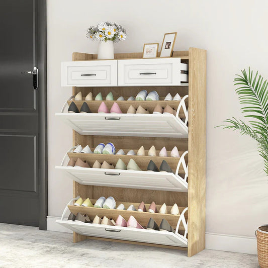 Shoe Organizer with 3 Doors and 2 Drawers
